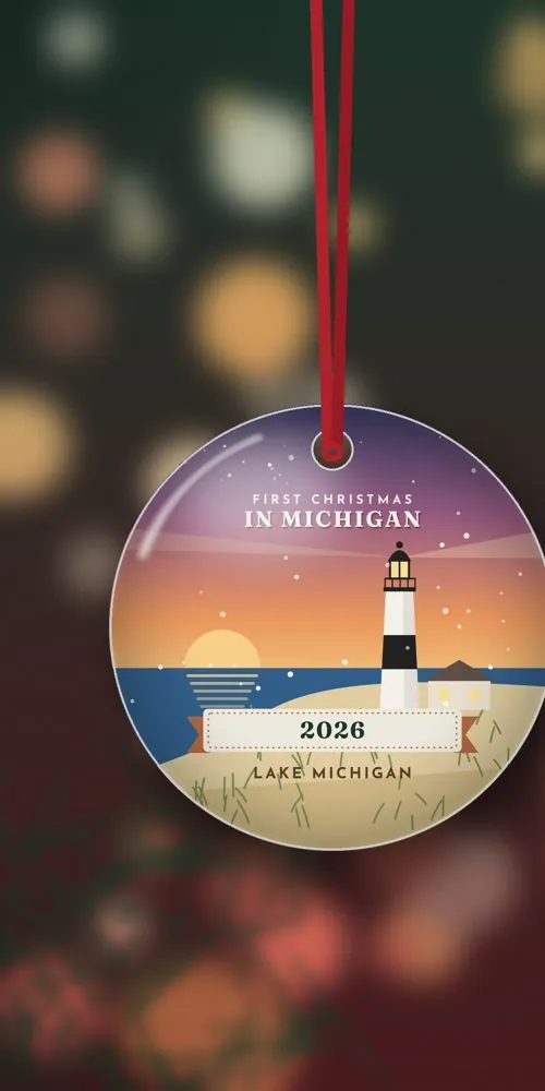 First Christmas in Michigan Ornament, Big Sable Lighthouse